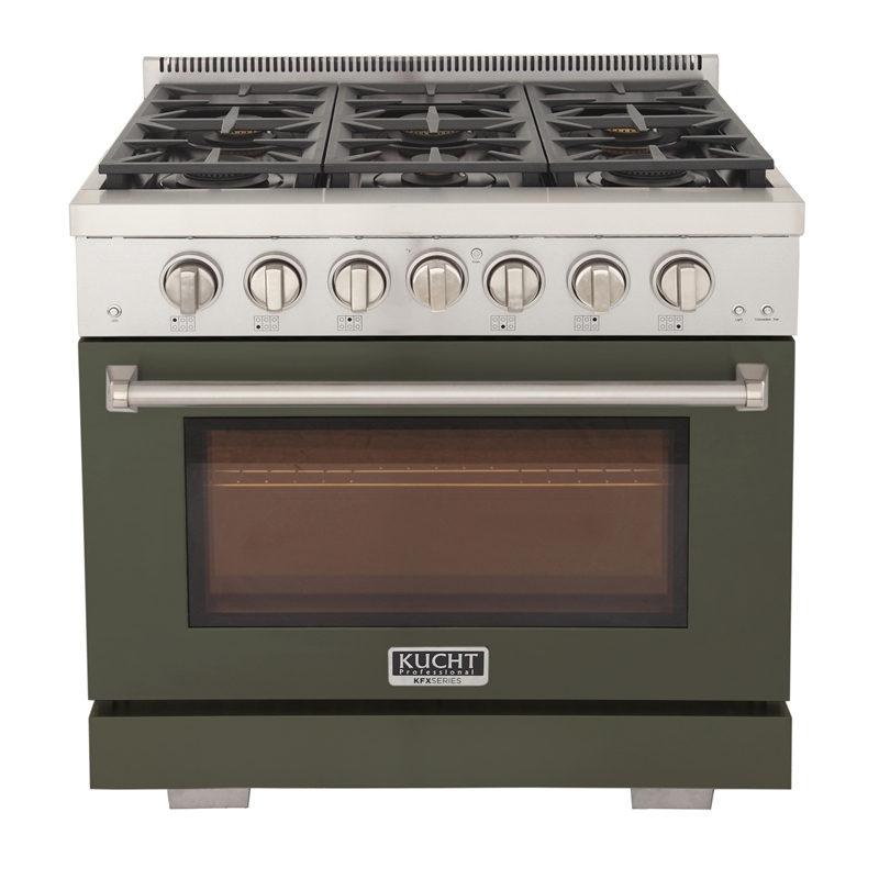 Professional 36-in Natural Gas Rang in Olive Green with True Simmer Burners