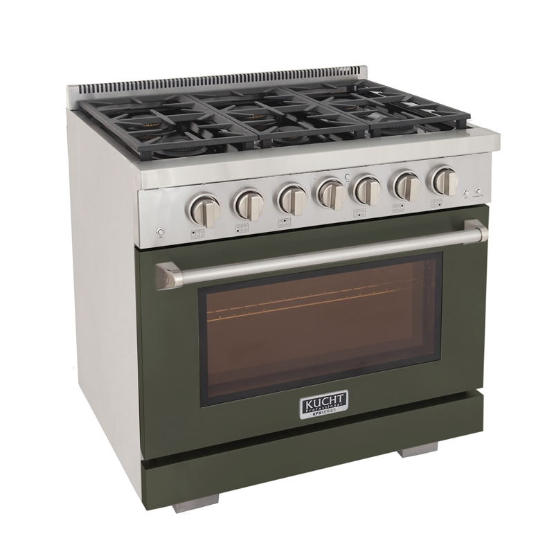 Professional 36-in Natural Gas Rang in Olive Green with True Simmer Burners