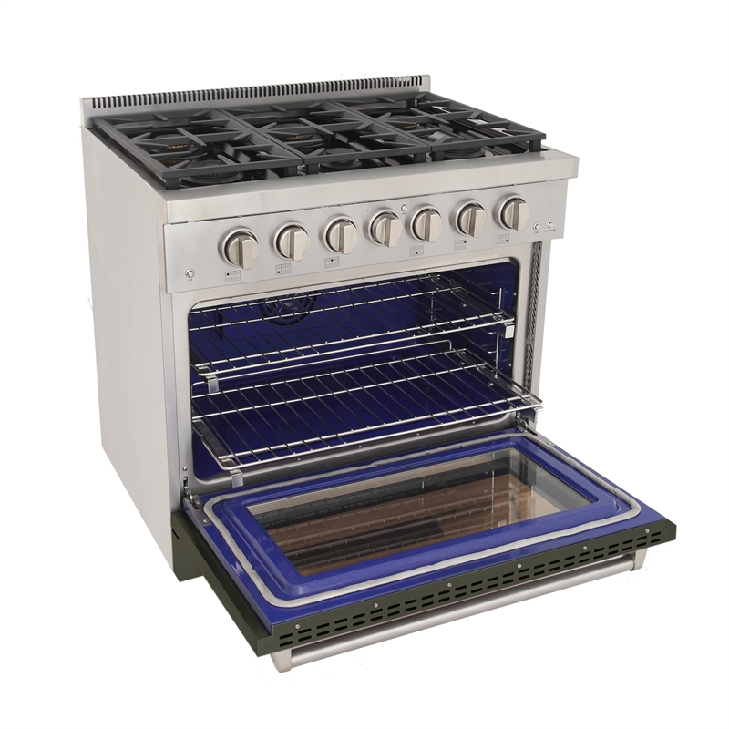 Professional 36-in Natural Gas Rang in Olive Green with True Simmer Burners