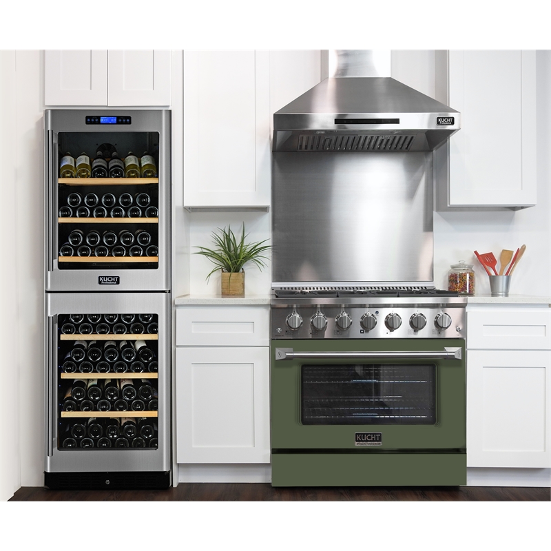 Professional 36-in Propane Gas Rang in Olive Green with True Simmer Burners