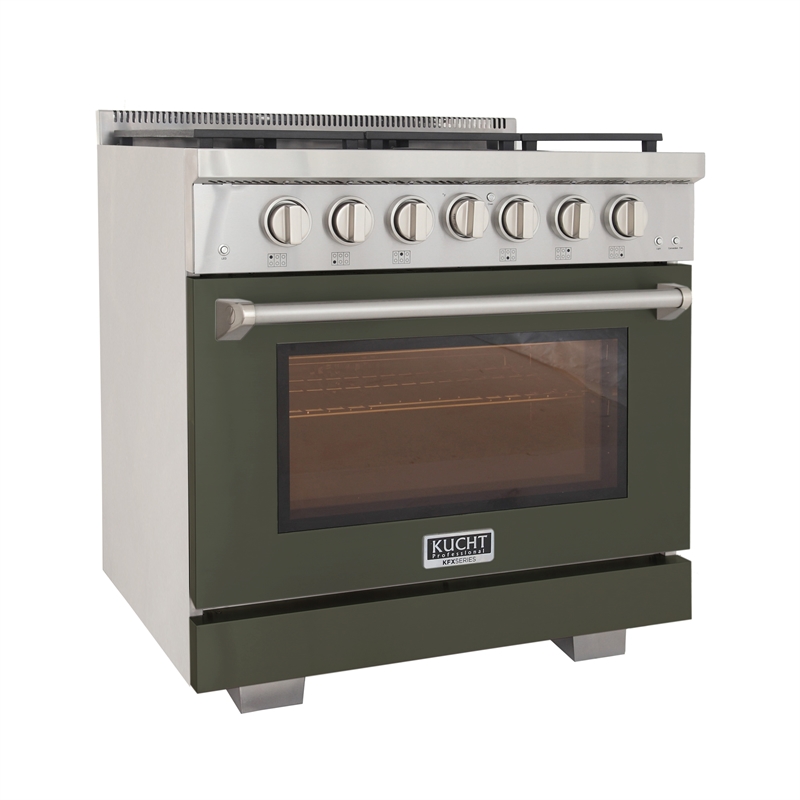 Professional 36-in Propane Gas Rang in Olive Green with True Simmer Burners