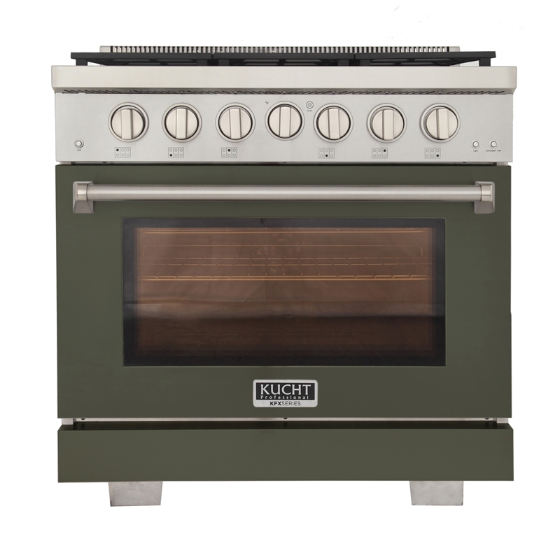 Professional 36-in Propane Gas Rang in Olive Green with True Simmer Burners