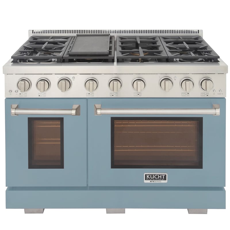 Professional 48-in Natural Gas Range in Light Blue with True Simmer Burners