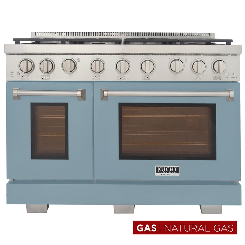 Professional 48-in Natural Gas Range in Light Blue with True Simmer Burners