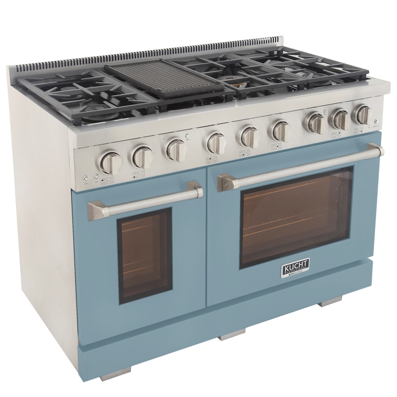 Professional 48-in Natural Gas Range in Light Blue with True Simmer Burners
