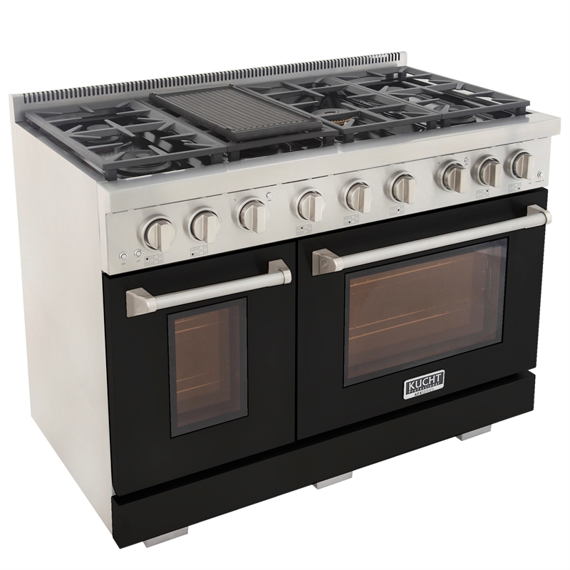 Professional 48-in Propane Gas Range in Black with True Simmer Burners