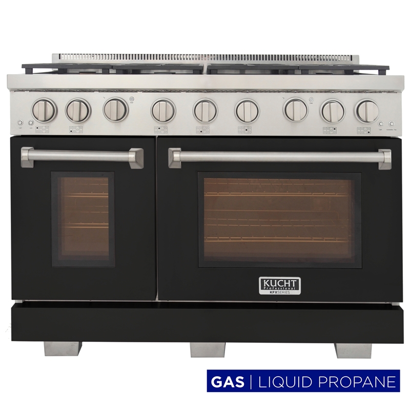 Professional 48-in Propane Gas Range in Black with True Simmer Burners