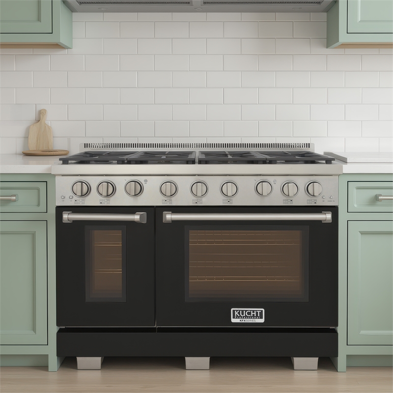 Professional 48-in Propane Gas Range in Black with True Simmer Burners