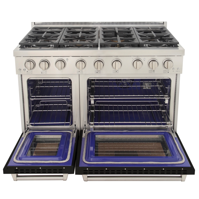 Professional 48-in Propane Gas Range in Black with True Simmer Burners