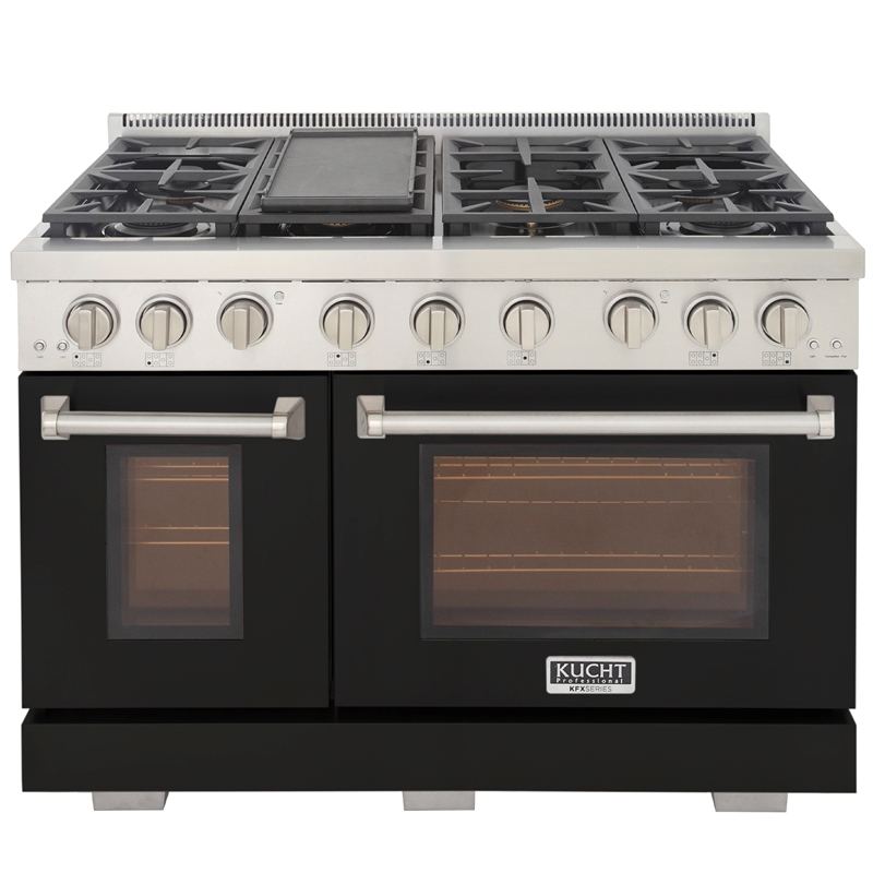 Professional 48-in Propane Gas Range in Black with True Simmer Burners