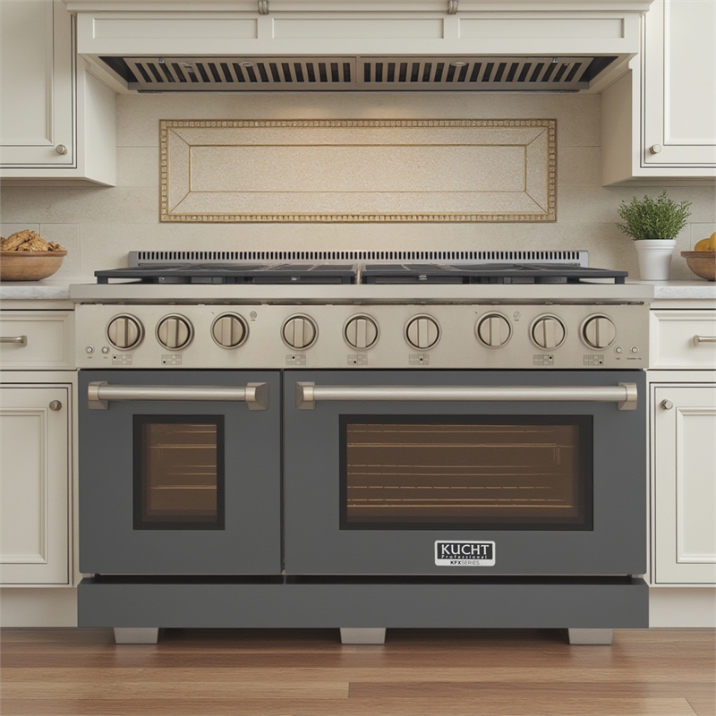 Professional 48-in Propane Gas Range Oven in Cement Gray w/ True Simmer Burners