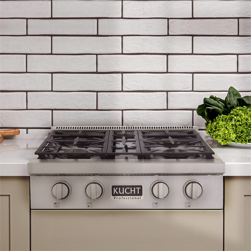 30 in. Natural Gas Range Top Sealed Burners Stainless Steel Classic Silver Knobs