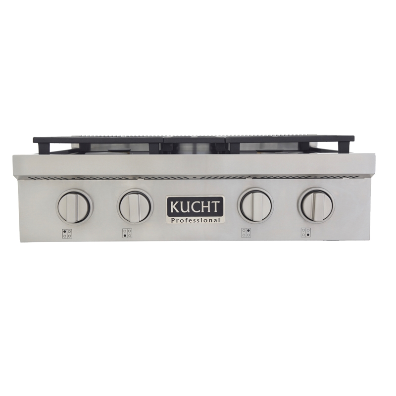 30 in. Natural Gas Range Top Sealed Burners Stainless Steel Classic Silver Knobs