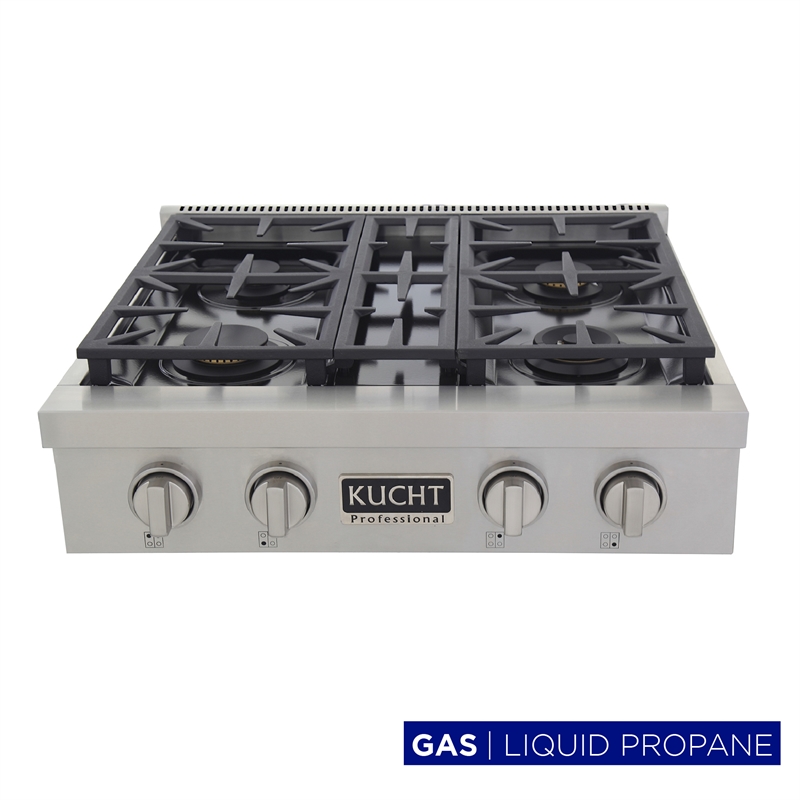 30 in. Propane Gas Range Top in Stainless Steel with Classic Silver Knobs