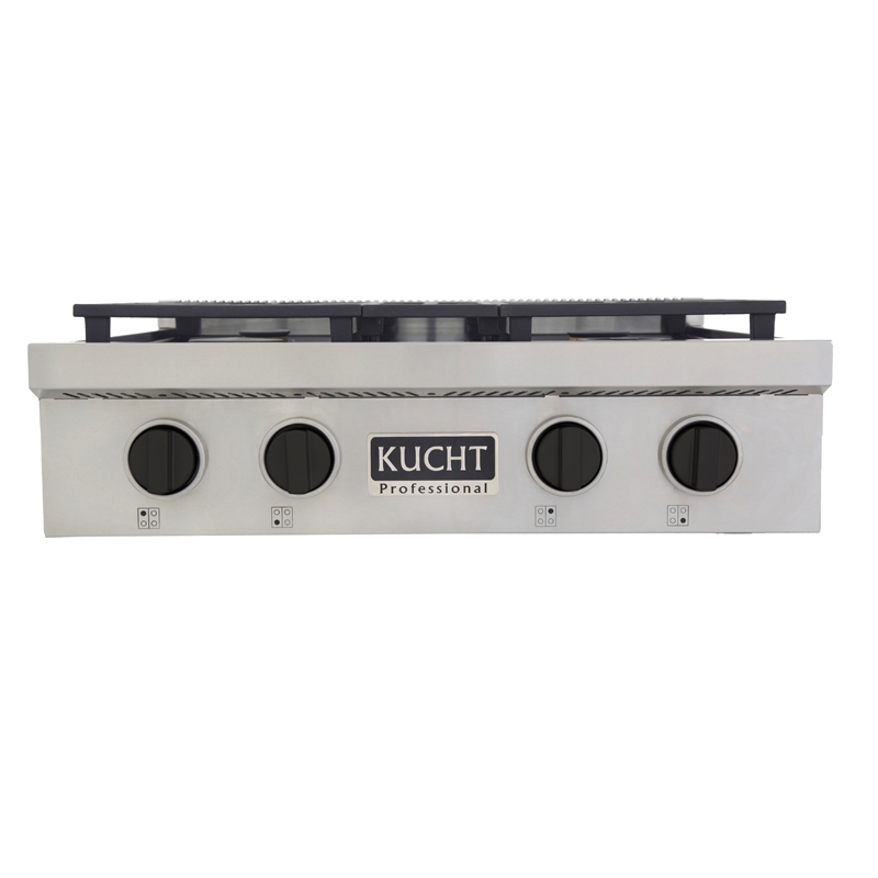 30 in. Propane Gas Range Top in Stainless Steel with Tuxedo Black Knobs