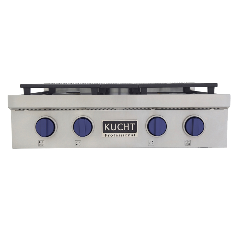 30 in. Propane Gas Range Top in Stainless Steel with Royal Blue Knobs