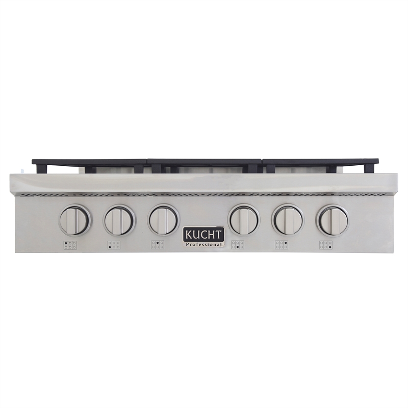 36 in. Natural Gas Range Top in Stainless Steel with Classic Silver Knobs