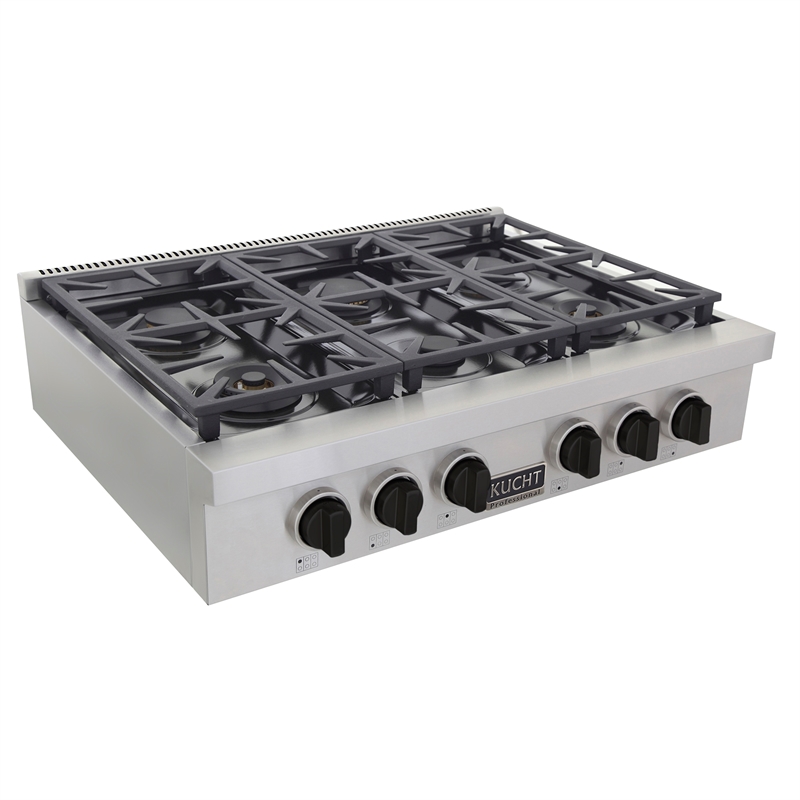 36 in. Natural Gas Range in Stainless Steel with Tuxedo Black Knobs