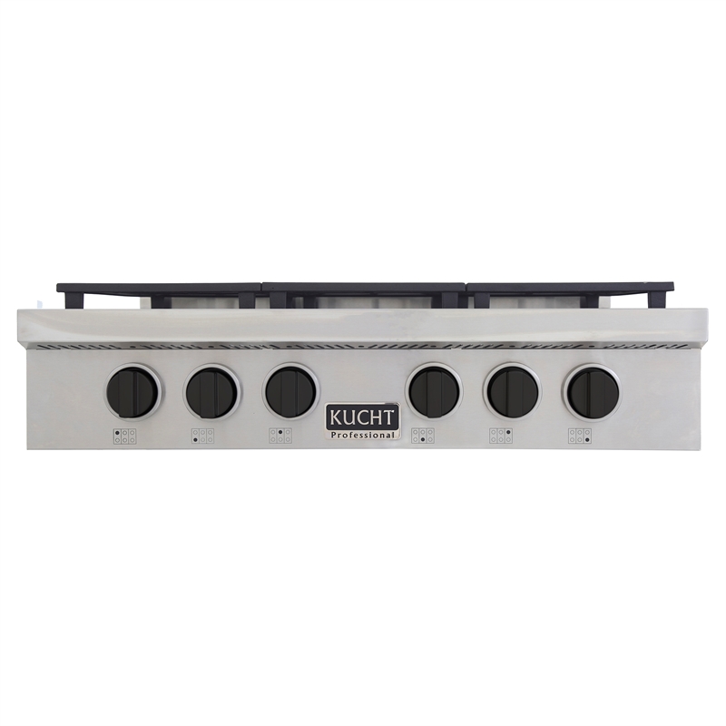 36 in. Propane Gas Range Top in Stainless Steel with Tuxedo Black Knobs