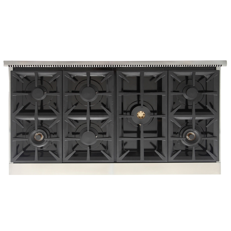 48 in. Natural Gas Range Top in Stainless Steel with Royal Blue Knobs
