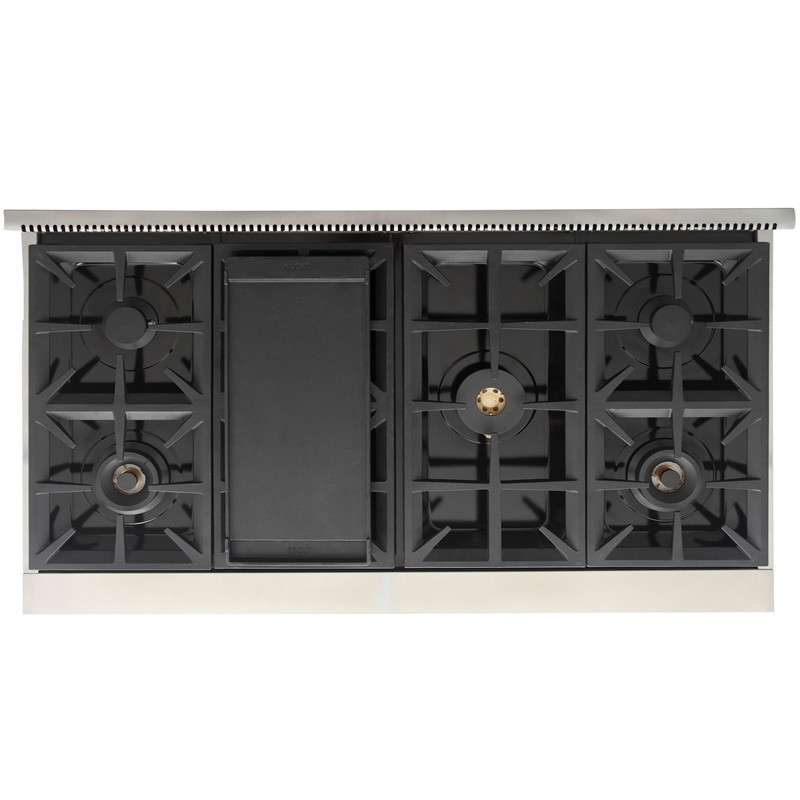 48 in. Natural Gas Range Top in Stainless Steel with Royal Blue Knobs