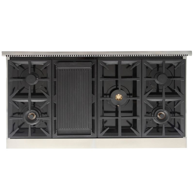 48 in. Natural Gas Range Top in Stainless Steel with Royal Blue Knobs