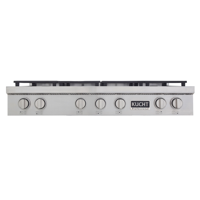 48 in. ft. Propane Gas Range Top in Stainless Steel with Classic Silver Knobs