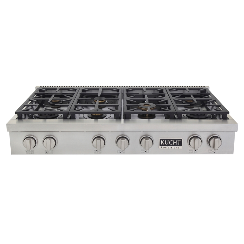 48 in. ft. Propane Gas Range Top in Stainless Steel with Classic Silver Knobs