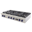 48 in. ft. Propane Gas Range Top in Stainless Steel with Royal Blue Knobs