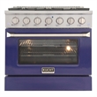 36 in. 5.2 cu. ft Dual Fuel Range for Natural Gas Sealed Burners in Blue.