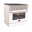 36 in. 5.2 cu. ft Dual Fuel Range for Natural Gas Sealed Burners in White.