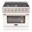 36 in. 5.2 cu. ft Dual Fuel Range for Natural Gas Sealed Burners in White.