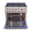 36 in. 5.2 cu. ft Dual Fuel Range for Natural Gas Sealed Burners in Light Blue.
