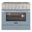 36 in. 5.2 cu. ft Dual Fuel Range for Natural Gas Sealed Burners in Light Blue.