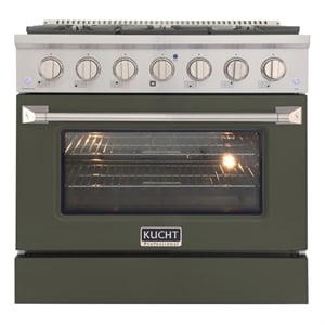 36 in. 5.2 cu. ft Dual Fuel Range for Natural Gas Sealed Burners in Olive Green.