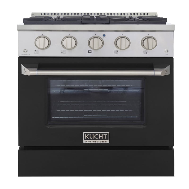 30 in. 4.2 cu. ft. Dual Fuel Range Natural Gas Sealed Burners in Black.