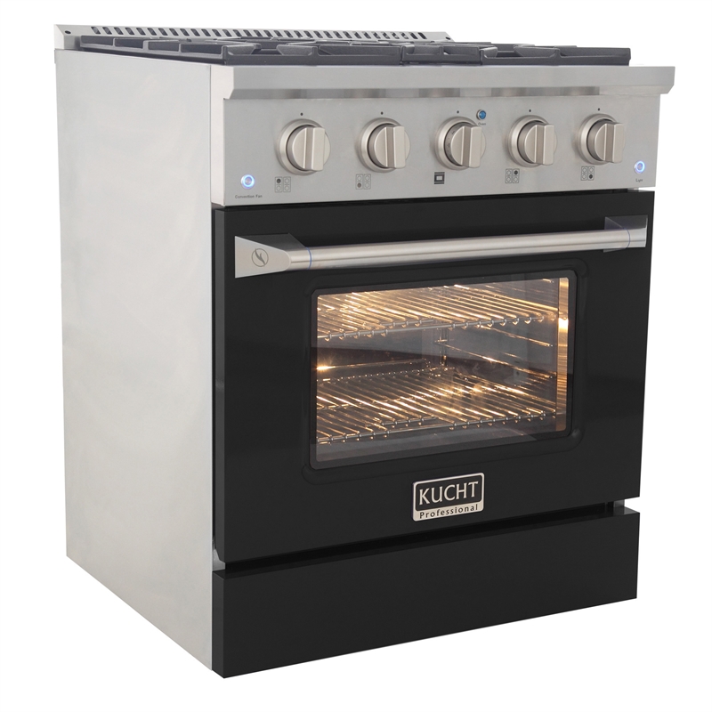 30 in. 4.2 cu. ft. Dual Fuel Range Natural Gas Sealed Burners in Black.