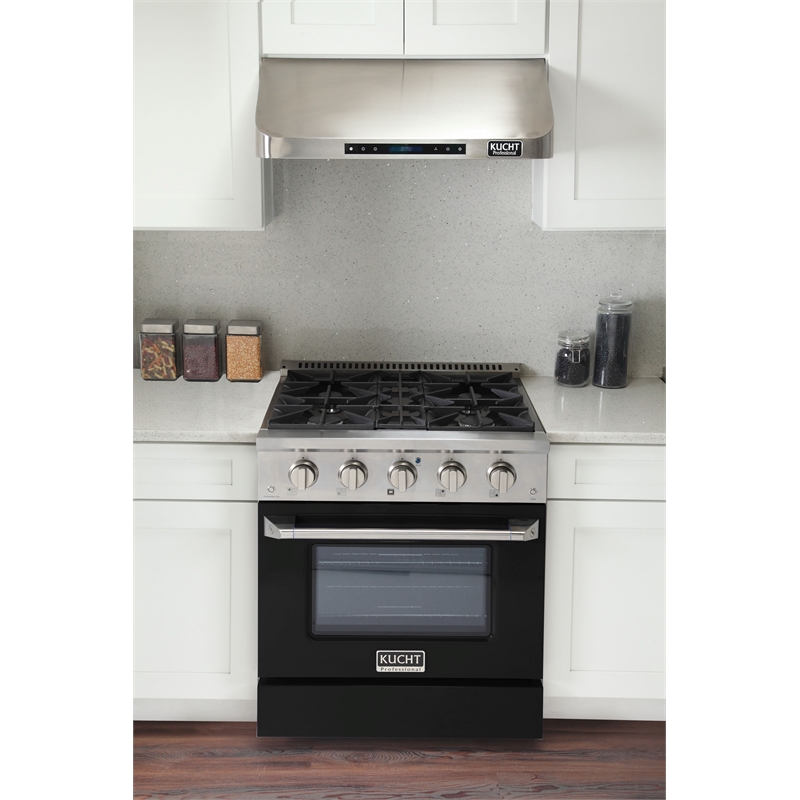 30 in. 4.2 cu. ft. Dual Fuel Range Natural Gas Sealed Burners in Black.