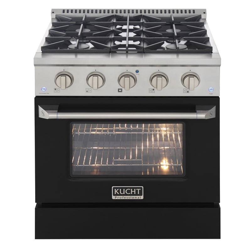 30 in. 4.2 cu. ft. Dual Fuel Range Natural Gas Sealed Burners in Black.