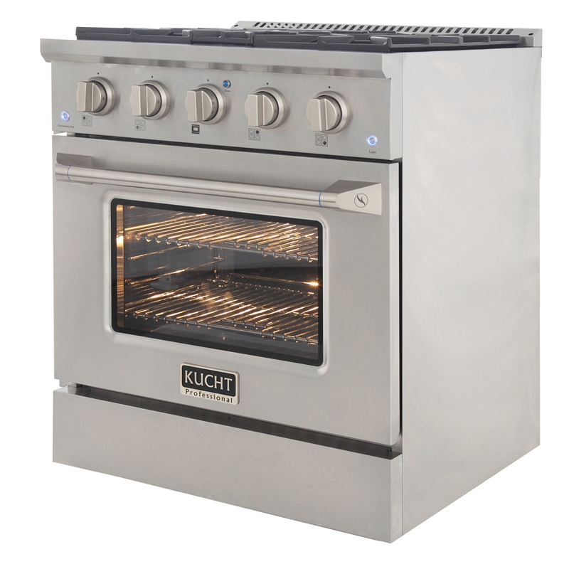30 in. 4.2 cu. ft. Dual Fuel Range Propane Gas Sealed Burners in Silver.