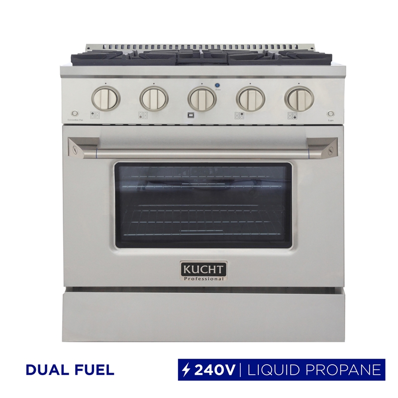 30 in. 4.2 cu. ft. Dual Fuel Range Propane Gas Sealed Burners in Silver.