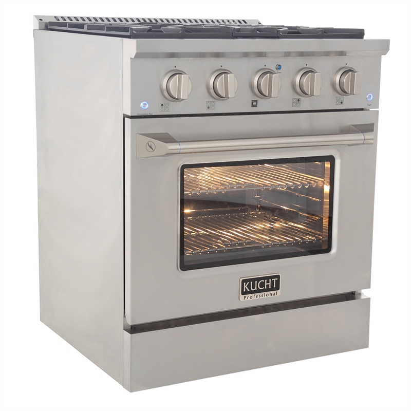 30 in. 4.2 cu. ft. Dual Fuel Range Propane Gas Sealed Burners in Silver.