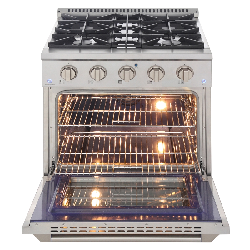 30 in. 4.2 cu. ft. Dual Fuel Range Propane Gas Sealed Burners in Silver.