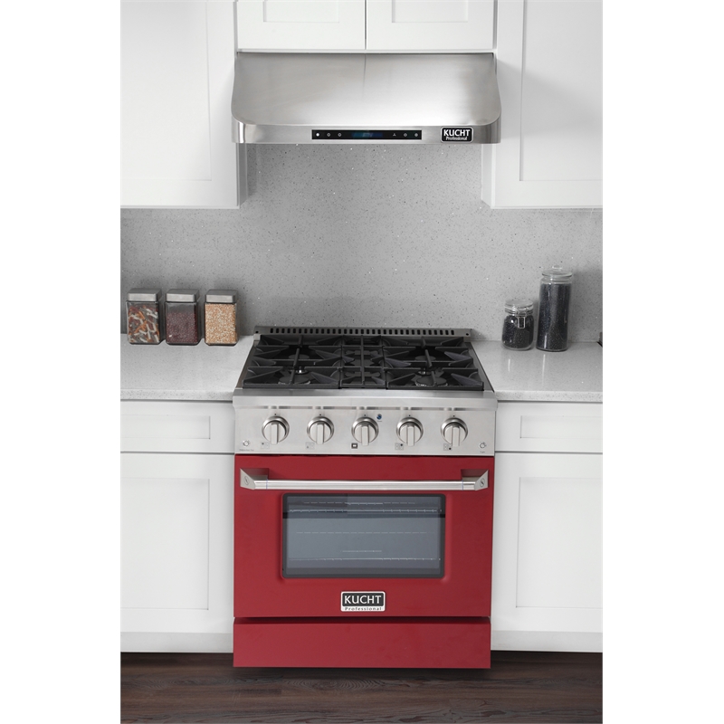 30 in. 4.2 cu. ft. Dual Fuel Range Propane Gas Sealed Burners in Red.