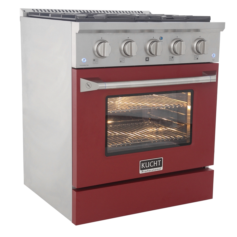 30 in. 4.2 cu. ft. Dual Fuel Range Propane Gas Sealed Burners in Red.