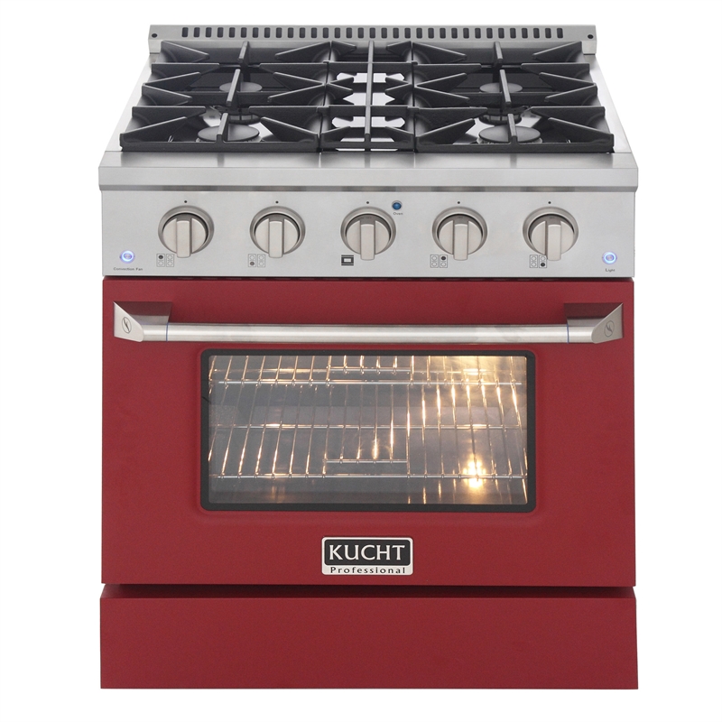 30 in. 4.2 cu. ft. Dual Fuel Range Propane Gas Sealed Burners in Red.