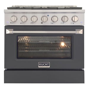 36 in. 5.2 cu. ft Dual Fuel Range for Propane Gas Sealed Burners in Cement Grey.
