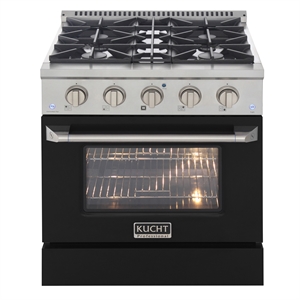 30 in. 4.2 cu. ft. Dual Fuel Range Propane Gas Sealed Burners in Black.