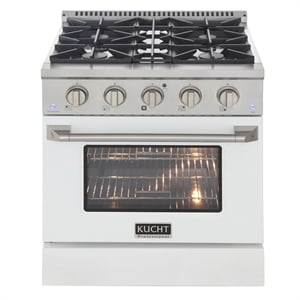 30 in. 4.2 cu. ft. Dual Fuel Range Propane Gas Sealed Burners in White.