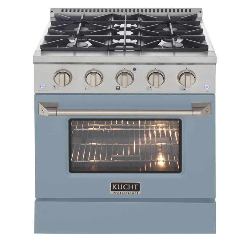 30 in. 4.2 cu. ft. Dual Fuel Range Propane Gas Sealed Burners in Light Blue.